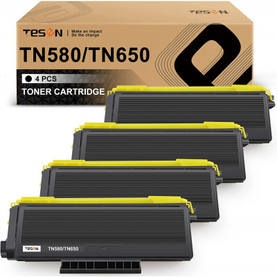 Brother TN580 TN650 TESEN Compatible Toner Cartridge Replacement 4 Packs